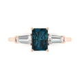 thumbnail image 1 of Clara Pucci 14K Rose Gold Solid Gold LondonBlueTopaz Three-Stone Anniversary Ring for Women - 1.5 cttw Emerald Cut, 1 of 8
