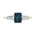 thumbnail image 1 of Clara Pucci 14K White Gold Solid Gold LondonBlueTopaz Three-Stone Anniversary Ring for Women - 1.5 cttw Emerald Cut, 1 of 8