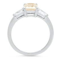 1.5 ct Emerald Cut Natural Morganite Three-Stone Engagement Ring for Women in 18K White Gold