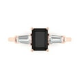 thumbnail image 1 of Clara Pucci 14K Rose Gold Solid Gold Onyx Three-Stone Anniversary Ring for Women - 1.5 cttw Emerald Cut, 1 of 8