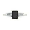 thumbnail image 1 of 1.5 ct Emerald Cut Natural Onyx Three-Stone Engagement Ring for Women in 18K White Gold, 1 of 5