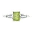 thumbnail image 1 of Clara Pucci 14K White Gold Solid Gold Peridot Three-Stone Anniversary Ring for Women - 1.5 cttw Emerald Cut, 1 of 8