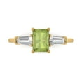 thumbnail image 1 of Clara Pucci 14K Yellow Gold Solid Gold Peridot Three-Stone Anniversary Ring for Women - 1.5 cttw Emerald Cut, 1 of 8