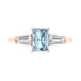 thumbnail image 1 of 1.5 ctw 3 Stone Anniversary Ring for Women | Emerald Cut Natural Sky Blue Topaz | Hyperallergenic Solid 18K Rose Gold, 1 of 5