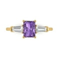 thumbnail image 1 of Clara Pucci 14K Yellow Gold Solid Gold Alexandrite Three-Stone Anniversary Ring for Women - 1.5 cttw Emerald Cut, 1 of 8