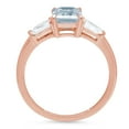thumbnail image 1 of 1.5 ct Emerald Cut Simulated Blue Diamond Three-Stone Engagement Ring for Women in 18K Rose Gold, 1 of 2
