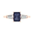 thumbnail image 1 of 1.5 ctw 3 Stone Anniversary Ring for Women | Emerald Cut Simulated Blue Sapphire | Hyperallergenic Solid 14K Rose Gold, 1 of 5