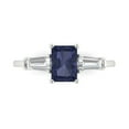 thumbnail image 1 of 1.5 ct Emerald Cut Simulated Blue Sapphire Three-Stone Engagement Ring for Women in 18K White Gold, 1 of 5
