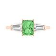 thumbnail image 1 of 1.5 ct Emerald Cut Simulated Green Diamond 3 Stone 14K Rose Gold Womens Engagement Ring, 1 of 5