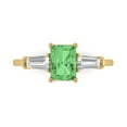 thumbnail image 1 of 1.5 ct Emerald Cut Simulated Green Diamond Three-Stone Engagement Ring for Women in 18K Yellow Gold, 1 of 5