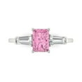 thumbnail image 1 of Clara Pucci 14K White Gold Solid Gold Pink Three-Stone Anniversary Ring for Women - 1.5 cttw Emerald Cut, 1 of 8