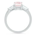 thumbnail image 1 of 1.5 ct Emerald Cut Simulated Pink Diamond Three-Stone Engagement Ring for Women in 18K White Gold, 1 of 2