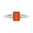 thumbnail image 1 of 1.5 ctw 3 Stone Anniversary Ring for Women | Emerald Cut Simulated Red Diamond | Hyperallergenic Solid 18K White Gold, 1 of 5