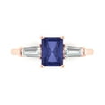 thumbnail image 1 of Clara Pucci 14K Rose Gold Solid Gold Tanzanite Three-Stone Anniversary Ring for Women - 1.5 cttw Emerald Cut, 1 of 8
