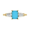 thumbnail image 1 of Clara Pucci 14K Yellow Gold Solid Gold Turquoise Three-Stone Anniversary Ring for Women - 1.5 cttw Emerald Cut, 1 of 8