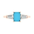 thumbnail image 1 of Clara Pucci 14K Rose Gold 1.5ct Turquoise Three-Stone Ring for Women, 1 of 8