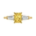 thumbnail image 1 of Clara Pucci 14K Yellow Gold Solid Gold Yellow Three-Stone Anniversary Ring for Women - 1.5 cttw Emerald Cut, 1 of 8