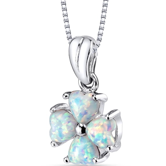 1.5 ct Heart Shape Created White Opal Pendant Necklace in Sterling Silver, 18"