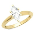 thumbnail image 1 of 1.5 ct Marquise Cut Genuine Cultured Diamond SI1-SI2 G-H 18KYellow Gold Solitaire Promise Wedding Statement Engagement Designer Ring size 5.5, 1 of 7