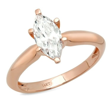 1.5 ct Marquise Cut Genuine Cultured Diamond VS1-VS2 J-K 18K Rose Gold Solitaire Promise Wedding Statement Engagement Designer Ring size 3.5