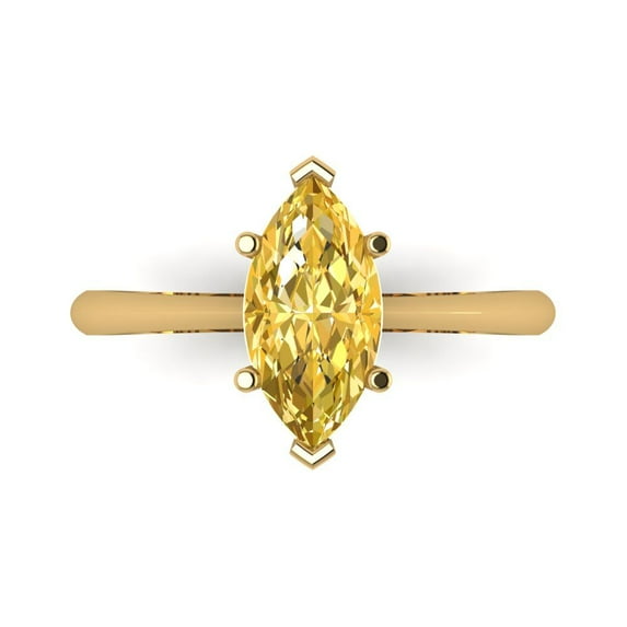 1.5 ct Marquise Cut Natural Citrine Solitaire Engagement Ring for Women in 18K Yellow Gold