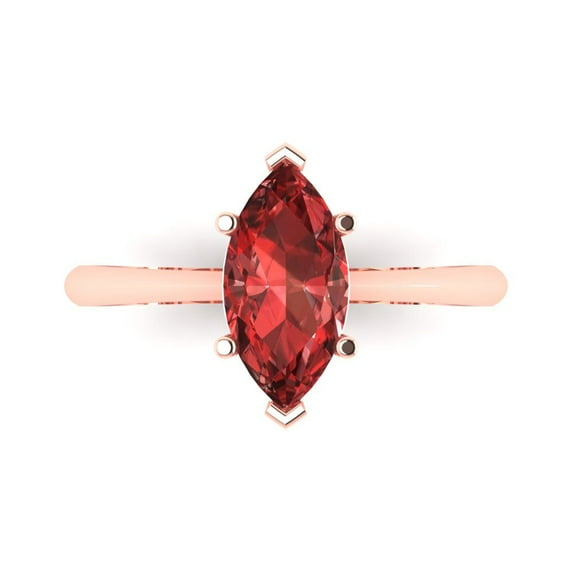 Clara Pucci 14K Rose Gold 1.5ct Garnet Solitaire Ring for Women