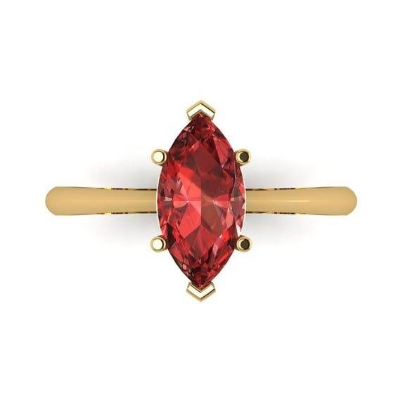 Clara Pucci 14K Yellow Gold 1.5ct Garnet Solitaire Ring for Women