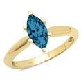 thumbnail image 1 of 1.5 ct Marquise Cut Natural London Blue Topaz Solitaire 14K Yellow Gold Womens Engagement Ring, 1 of 3