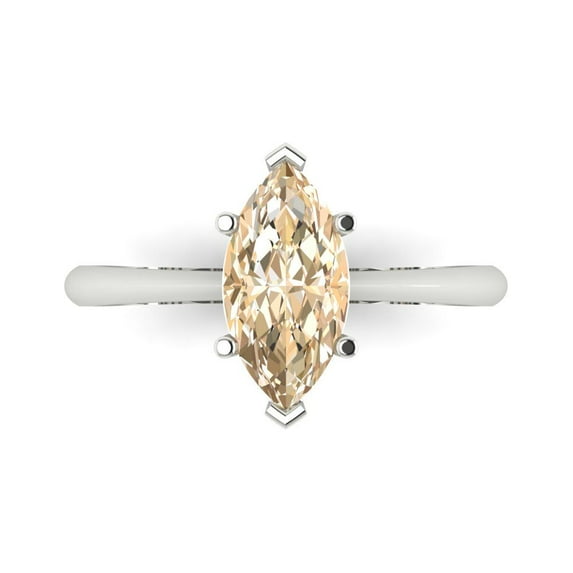 1.5 ct Marquise Cut Natural Morganite Solitaire Engagement Ring for Women in 18K White Gold
