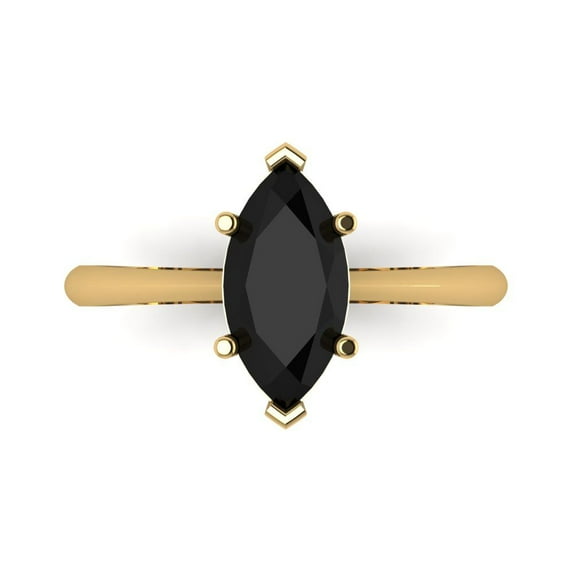 1.5 ct Marquise Cut Natural Onyx Solitaire Engagement Ring for Women in 18K Yellow Gold