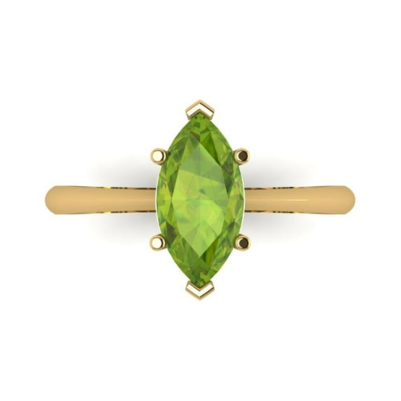 Solitaire Engagement Ring for Women - 1.5ct Natural Peridot in 14K Yellow Gold Promise Ring