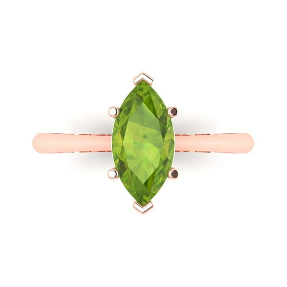 1.5 ctw Solitaire Anniversary Ring for Women | Marquise Cut Natural Peridot | Hyperallergenic Solid 18K Rose Gold