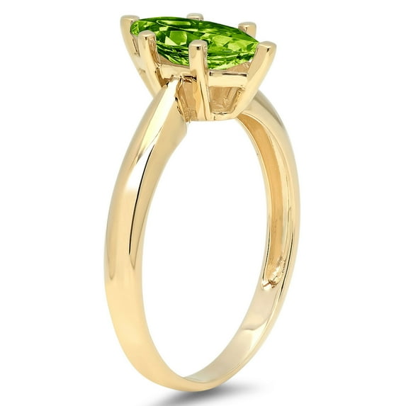 1.5 ct Marquise Cut Natural Peridot Solitaire Engagement Ring for Women in 14K Yellow Gold