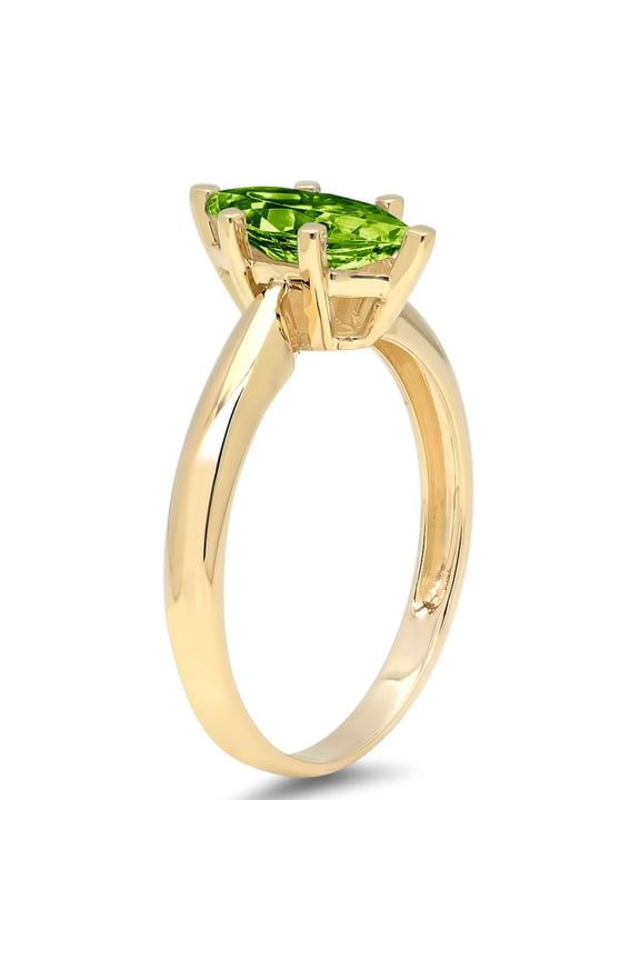1.5 ct Marquise Cut Natural Peridot Solitaire Engagement Ring for Women in 18K Yellow Gold