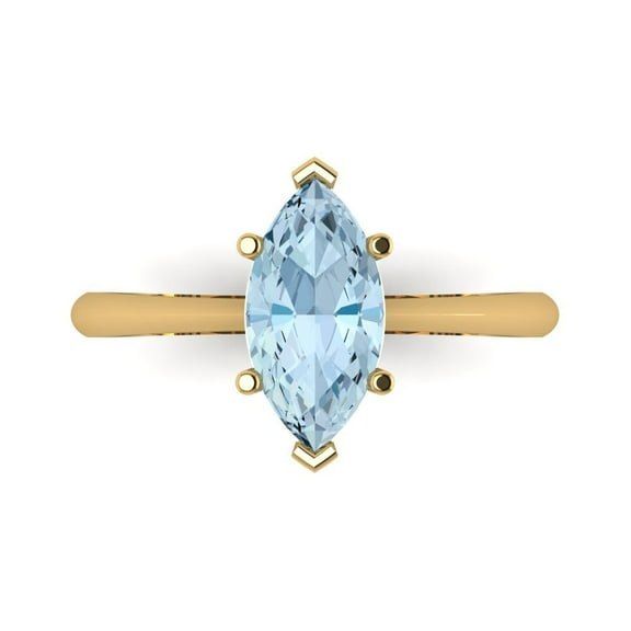 Solitaire Engagement Ring for Women - 1.5ct Natural Sky Blue Topaz in 14K Yellow Gold Promise Ring
