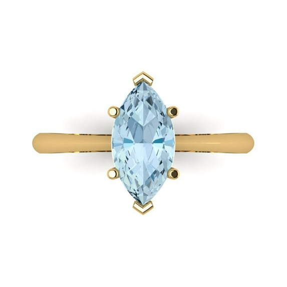 Solitaire Engagement Ring for Women - 1.5ct Natural Sky Blue Topaz in 14K Yellow Gold Promise Ring
