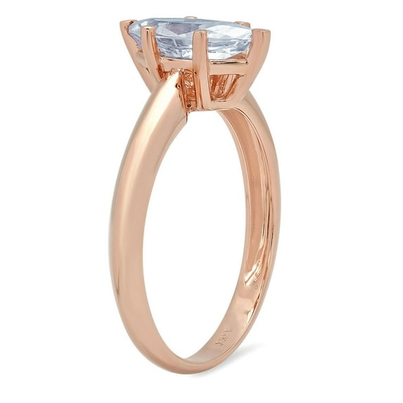 1.5 ct Marquise Cut Natural Sky Blue Topaz Solitaire Engagement Ring for Women in 14K Rose Gold
