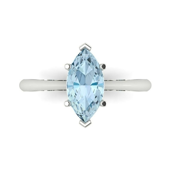 1.5 ct Marquise Cut Natural Sky Blue Topaz Solitaire Engagement Ring for Women in 18K White Gold