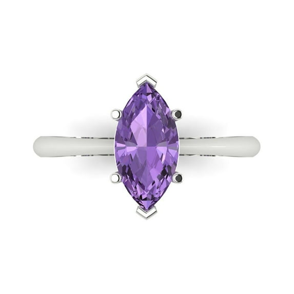 Clara Pucci 14K White Gold 1.5ct Alexandrite Solitaire Ring for Women