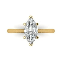 1.5 ctw Solitaire Anniversary Ring for Women | Marquise Cut Zirconia Diamond | Hyperallergenic Solid 18K Yellow Gold