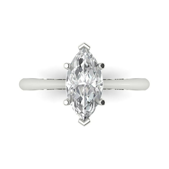 Clara Pucci 14K White Gold 1.5ct Clear Solitaire Ring for Women