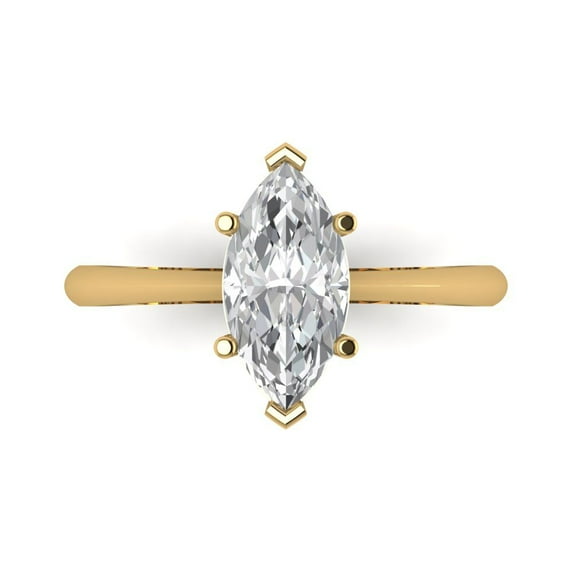 Clara Pucci 14K Yellow Gold 1.5ct Clear Solitaire Ring for Women