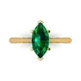 thumbnail image 1 of Clara Pucci 14K Yellow Gold Solid Gold Emerald Solitaire Anniversary Ring for Women - 1.5 cttw Marquise Cut, 1 of 7