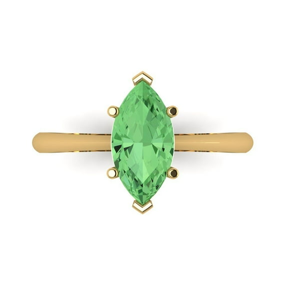 1.5 ct Marquise Cut Simulated Green Diamond Solitaire Engagement Ring for Women in 18K Yellow Gold