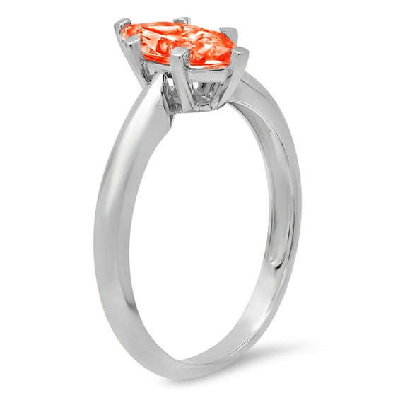 1.5 ct Marquise Cut Simulated Red Diamond Solitaire Engagement Ring for Women in 14K White Gold