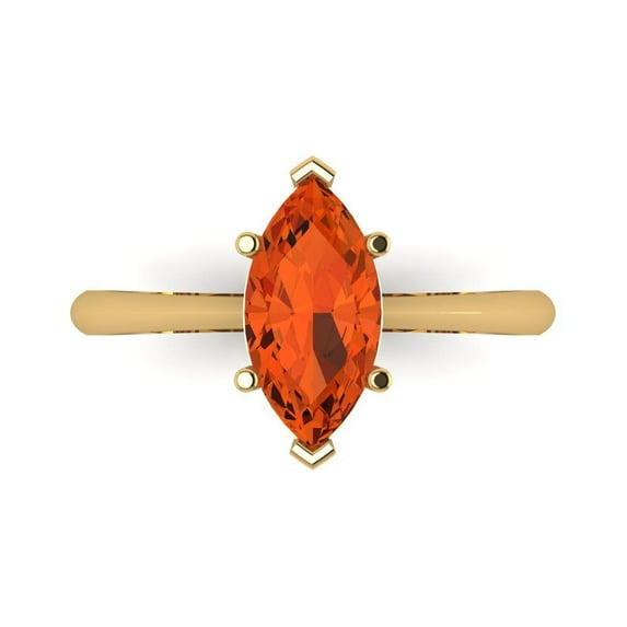 1.5 ct Marquise Cut Simulated Red Diamond Solitaire Engagement Ring for Women in 18K Yellow Gold