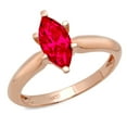 thumbnail image 1 of 1.5 ct Marquise Cut Simulated Ruby Solitaire 18K Rose Gold Womens Engagement Ring, 1 of 3
