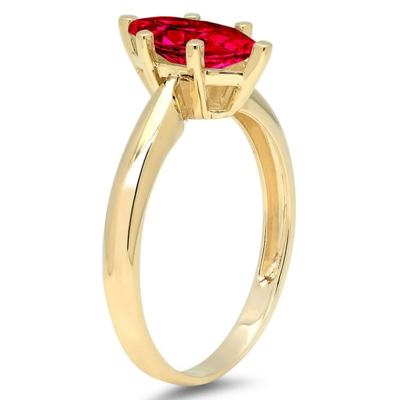 1.5 ct Marquise Cut Simulated Ruby Solitaire Engagement Ring for Women in 18K Yellow Gold