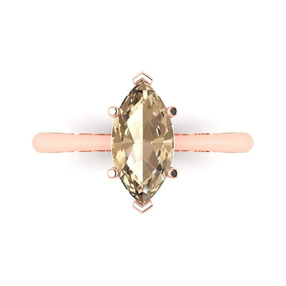 Clara Pucci 14K Rose Gold 1.5ct YellowMoissanite Solitaire Ring for Women