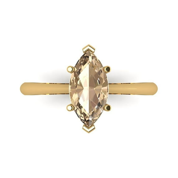 1.5 ct Marquise Cut Yellow Moissanite Solitaire Engagement Ring for Women in 18K Yellow Gold